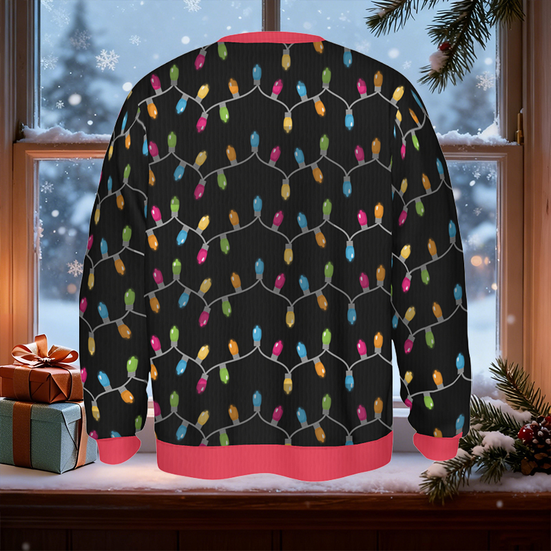 Personlig ful tröja Unisex Anpassad porträttfoto Julbelysning Design Perfekt present till familjen