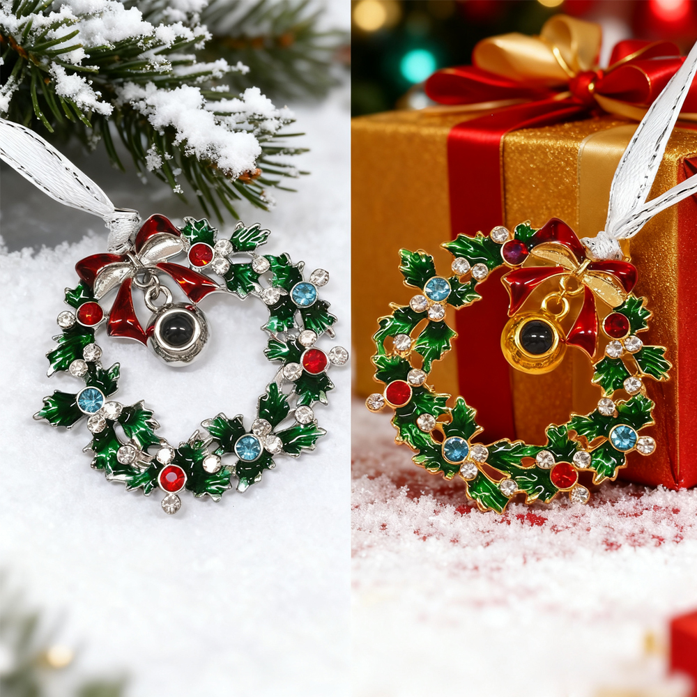 クリスマスリース 写真入り 投影 オーナメント  オーダーメイド