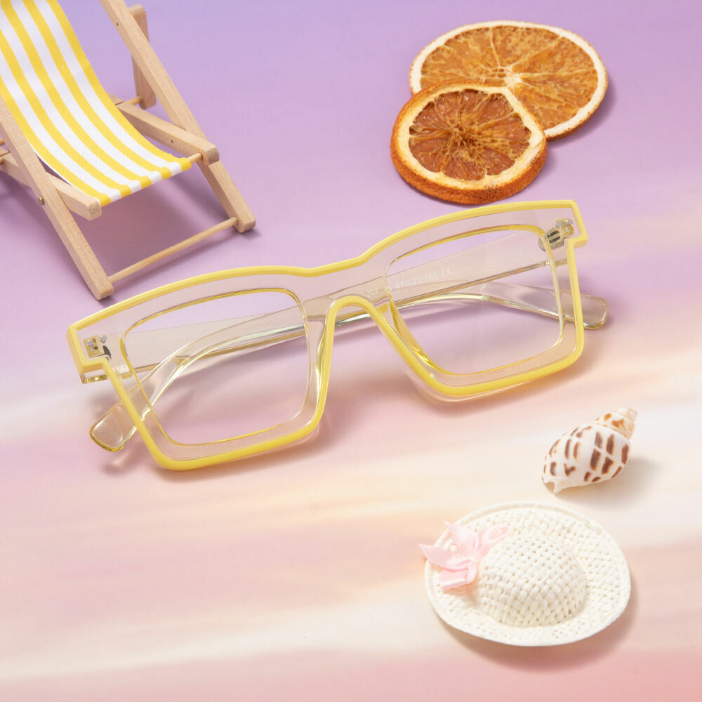 Bronte Quadratische Gelbe Brille