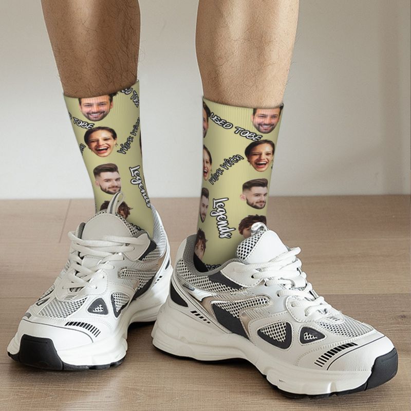 Los calcetines faciales personalizados pueden agregar 4 fotos como regalo para colegas