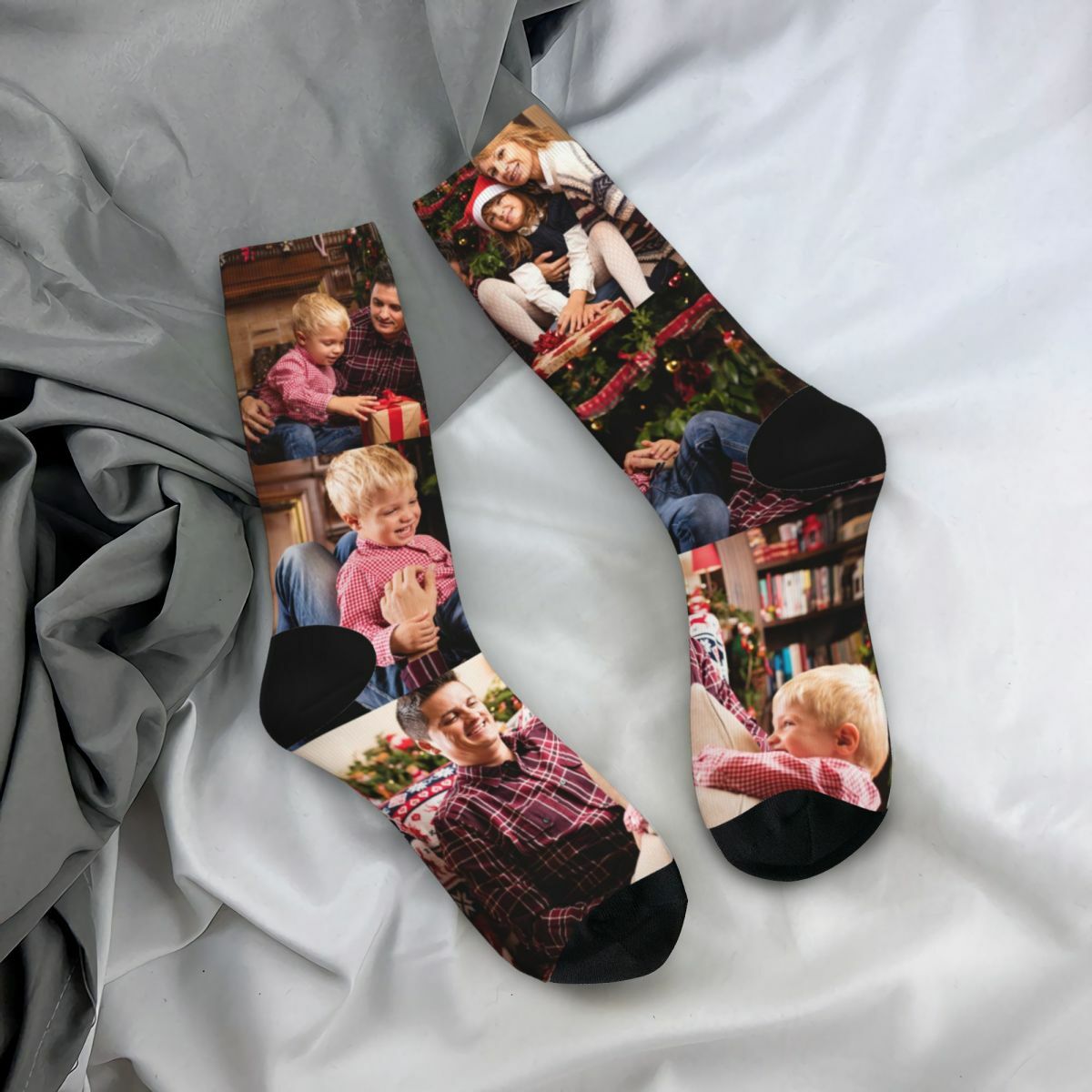 Chaussettes à visages personnalisées avec plusieurs photos pour la famille