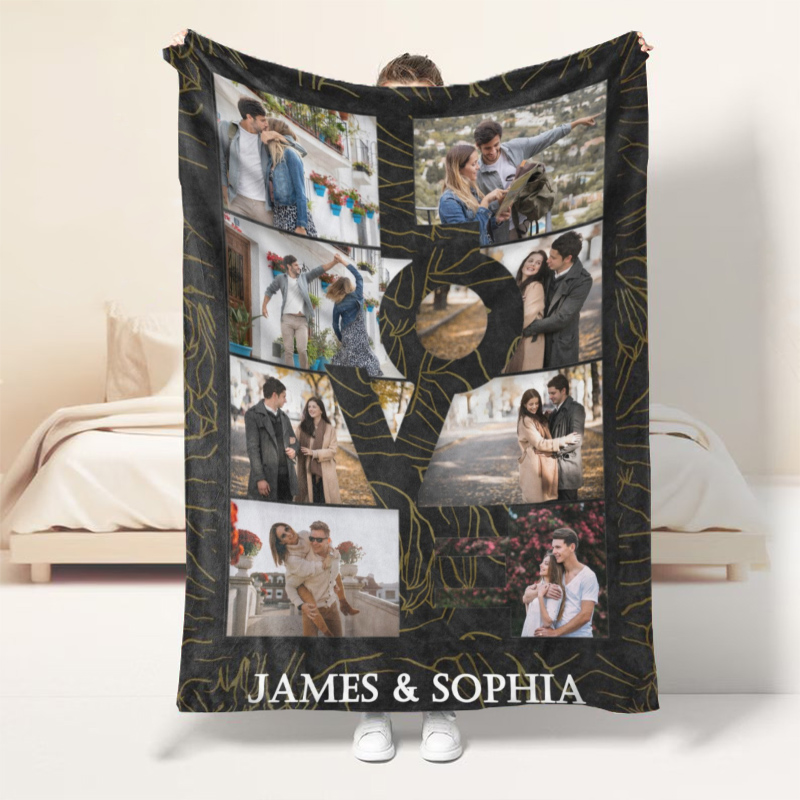 Personalized Photo Blanket Sweet Gift for Couple
