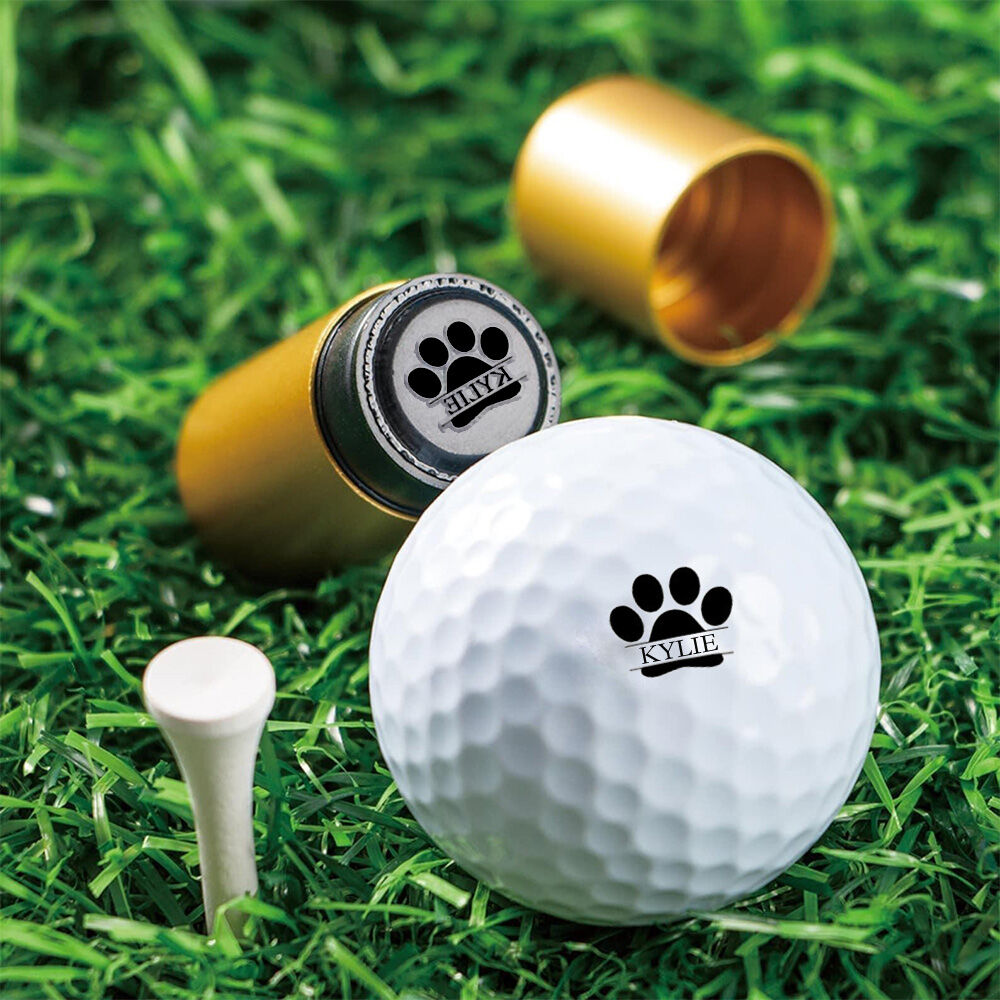 Custom Golf Ball Stamp Paw Print Pet Name Puppy Toy Gift Tags Ink Ball Stamp for Pet Lovers