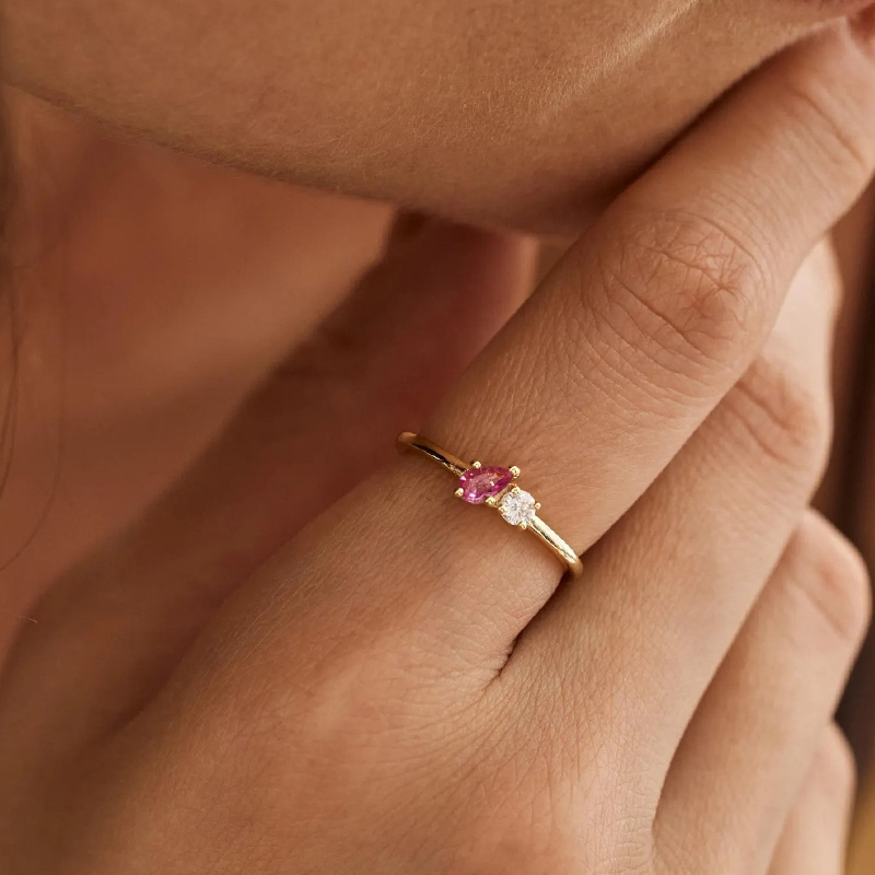 Personalized Birthstone Ring Beautiful Gift for Couples