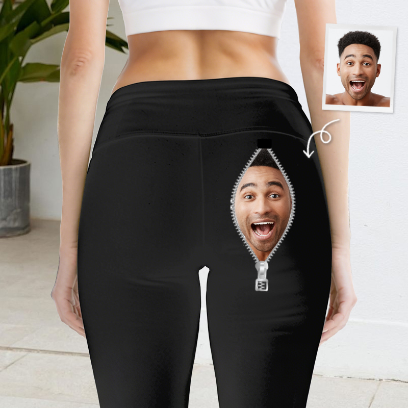 オーダーメイド レギンス 顔写真入り ジッパーデザイン  スパッツ