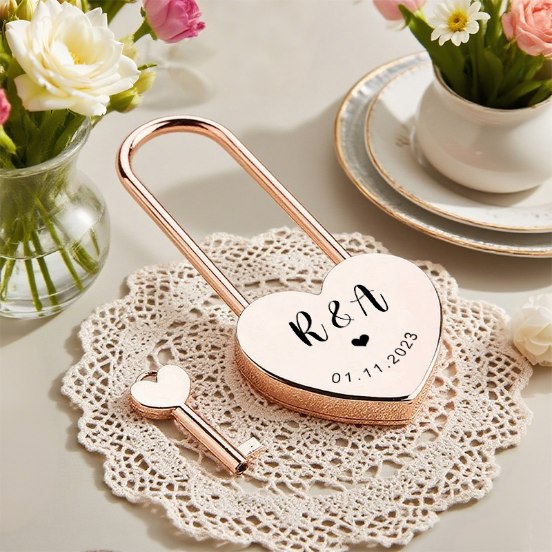 Personalized Heart Lock Love Padlock Custom Initials Elegant Design Anniversary Gift for Couple