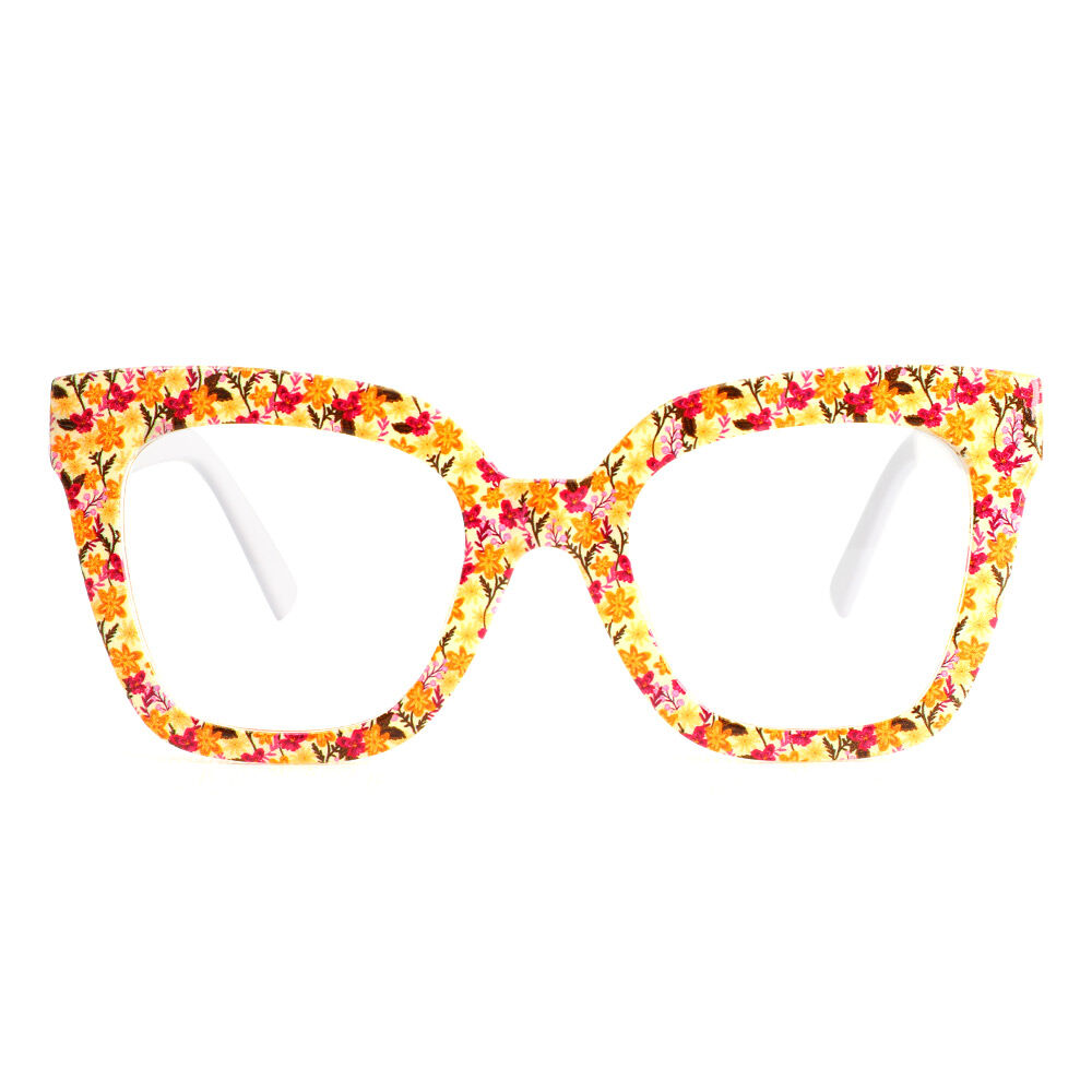 Lunettes de Vue Cynthia Carré Jaune Floral