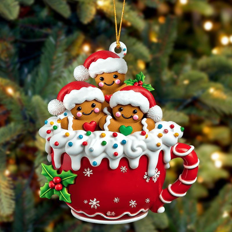 Personalized Gingerbread Man Ornaments with Your Family Name for Christmas Gifts