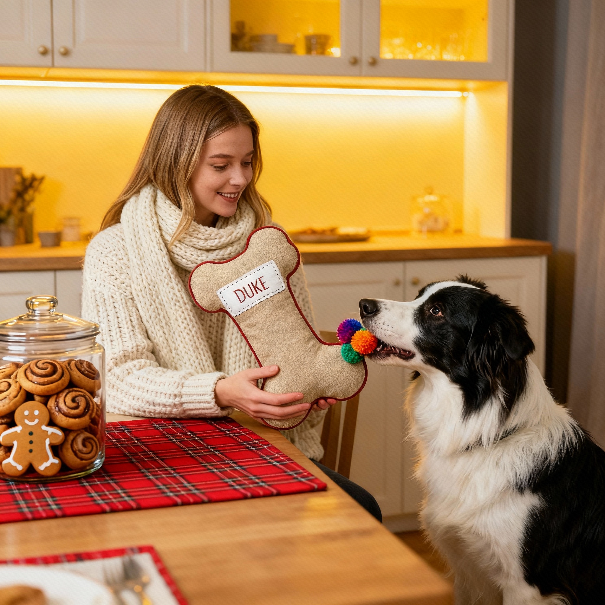 Personalized Bone Christmas Stockings Custom Embroidered Name Gift for Family