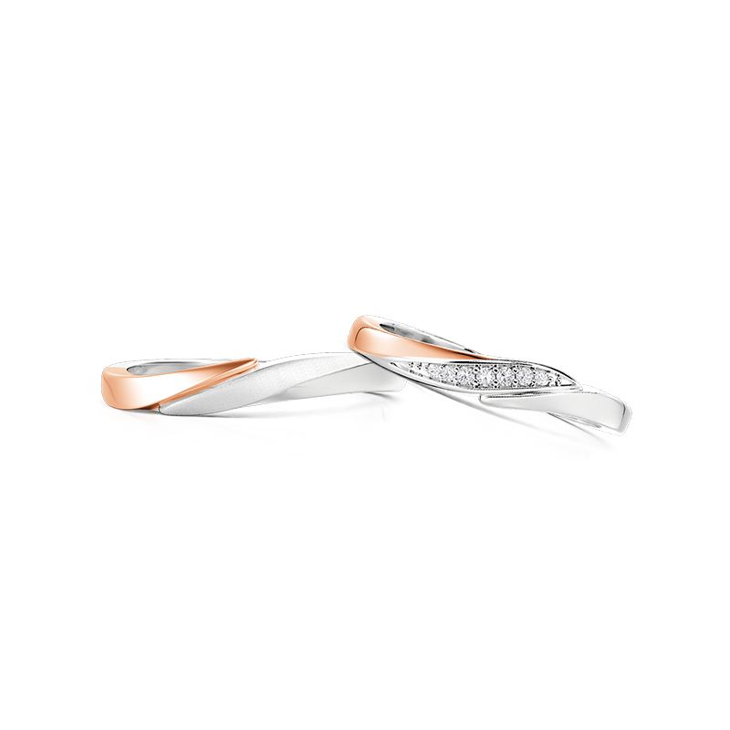 Jeulia Curved Twisted Two-Tone Couple Rings Set