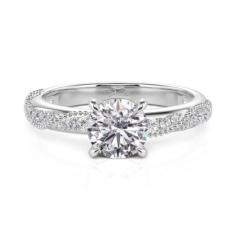 Jeulia Milgrain Wave Pave Round Cut Engagement Ring