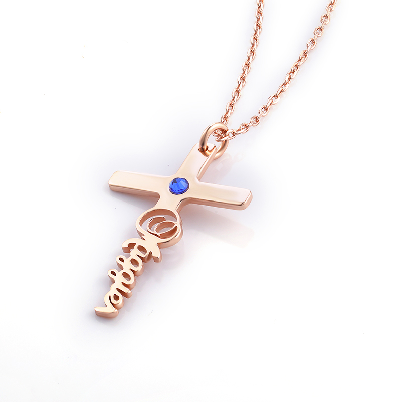 クロス 十字架 ネーム 誕生石 ネックレス