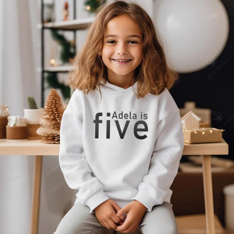Personalized Kids Embroidered Hoodie With Custom Name And Age Warm Gift For Children