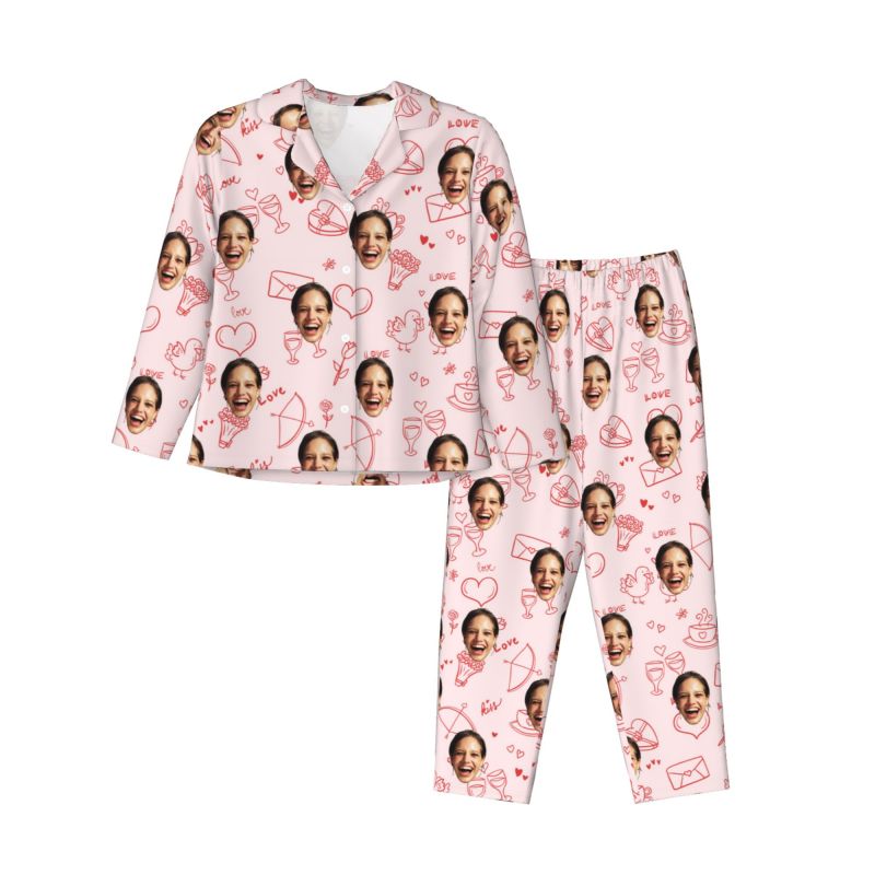 Pyjama personnalisé avec photo personnalisée, motif simple et mignon, adorable cadeau pour elle