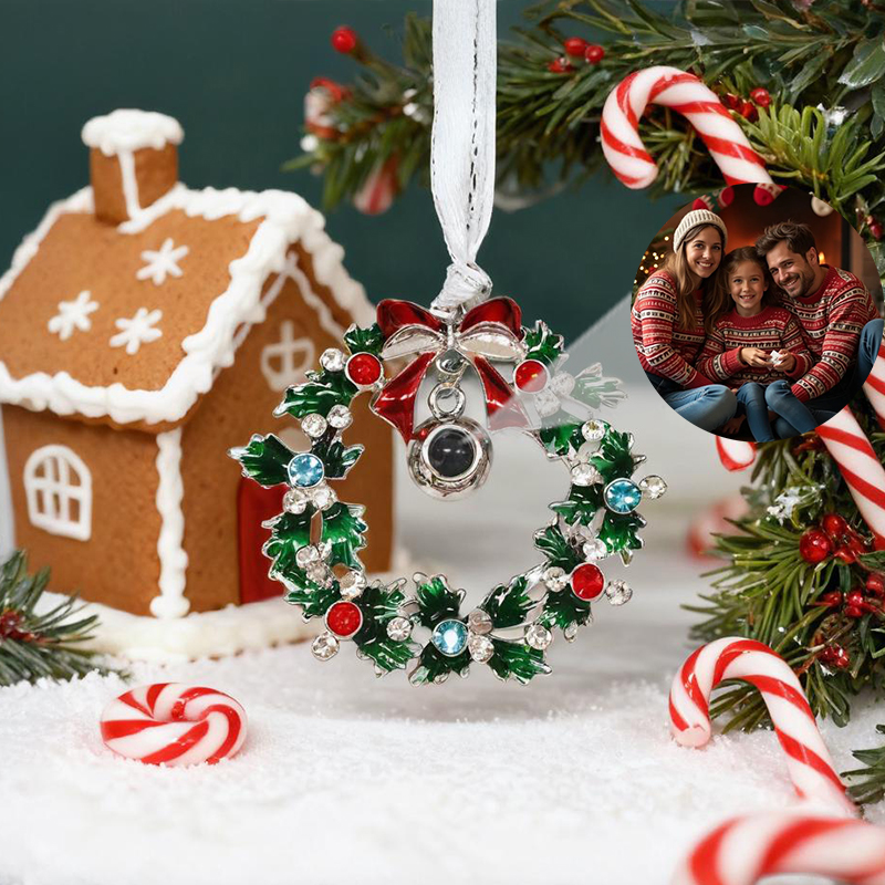 クリスマスリース 写真入り 投影 オーナメント  オーダーメイド