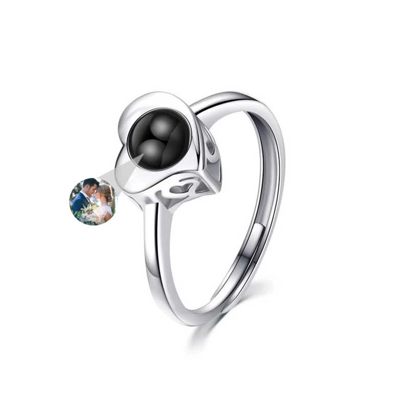 Anello Personalizzato con Foto Dentro a Forma di Cuore