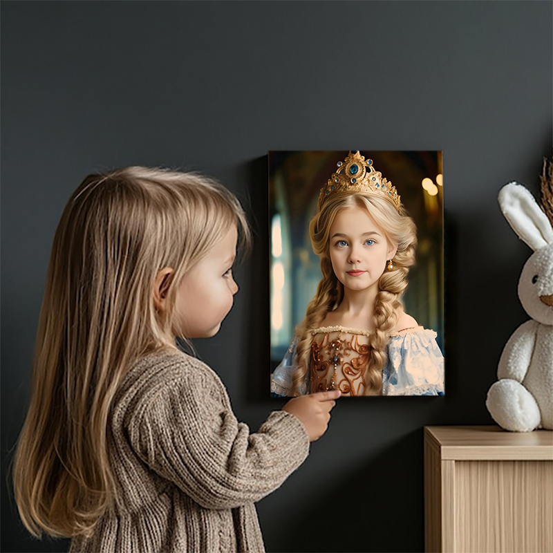 Personalized Royal Princess Portraits with Custom Face Swap Cool Present for Girl