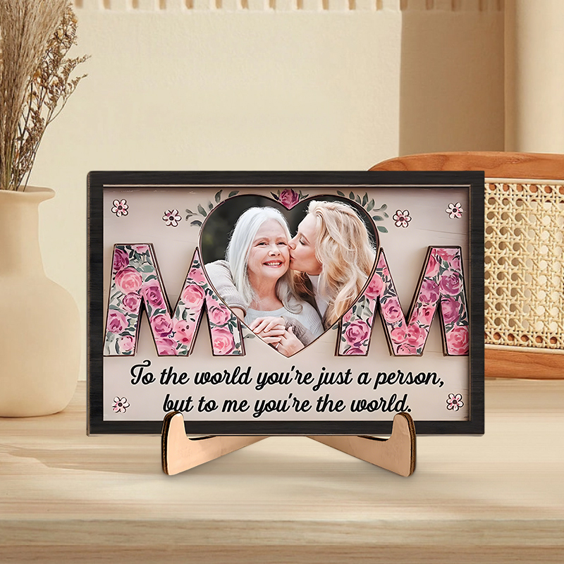 Personalized Photo Frame Mom You're The World To Me Blooming Flowers Design Exquisite Mother's Day Gift