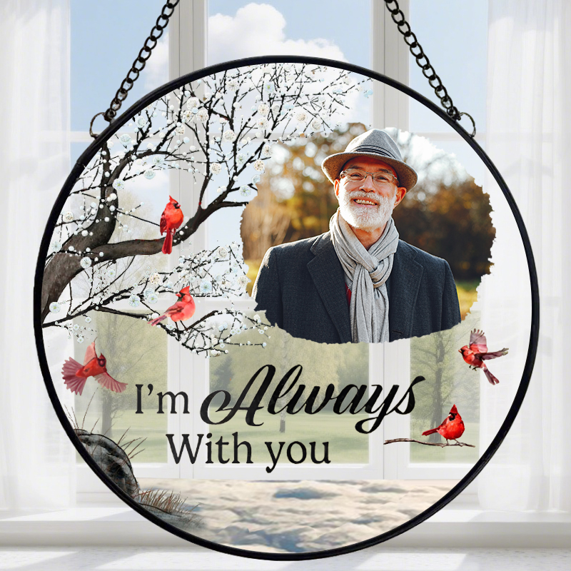 Personalized Stained Glass Window Hanging Suncatcher Custom Photo Memorial Gift for Family Members