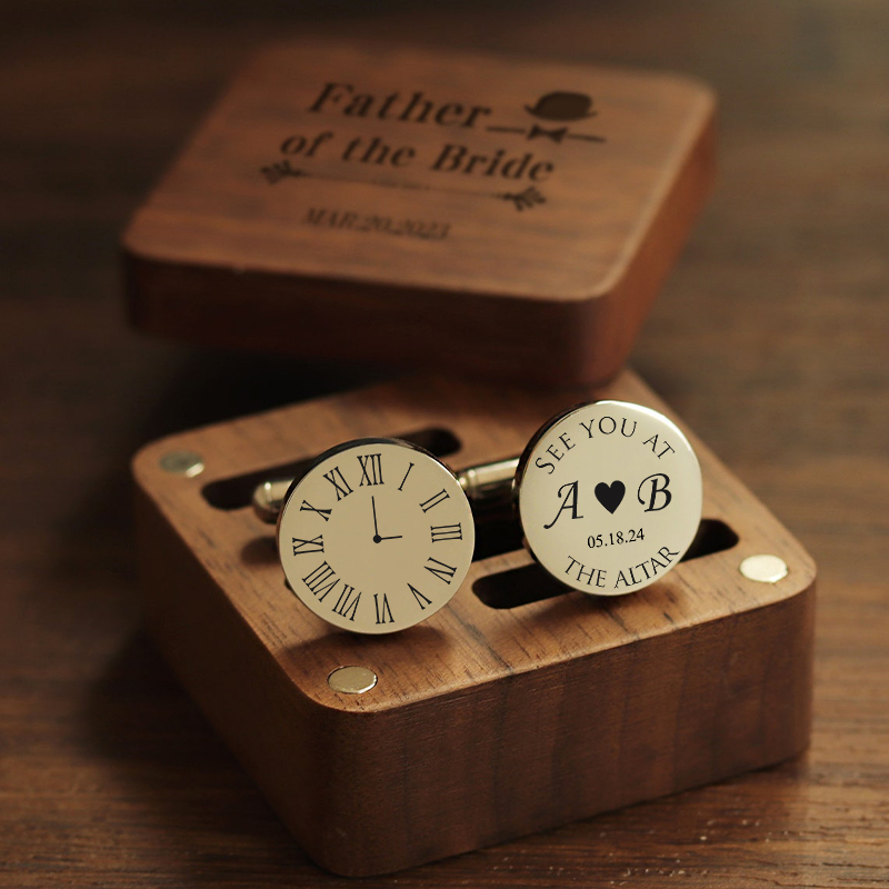 Personalized Custom Cufflink See You At The Altar Clock Design Creative Anniversary Gift for Him