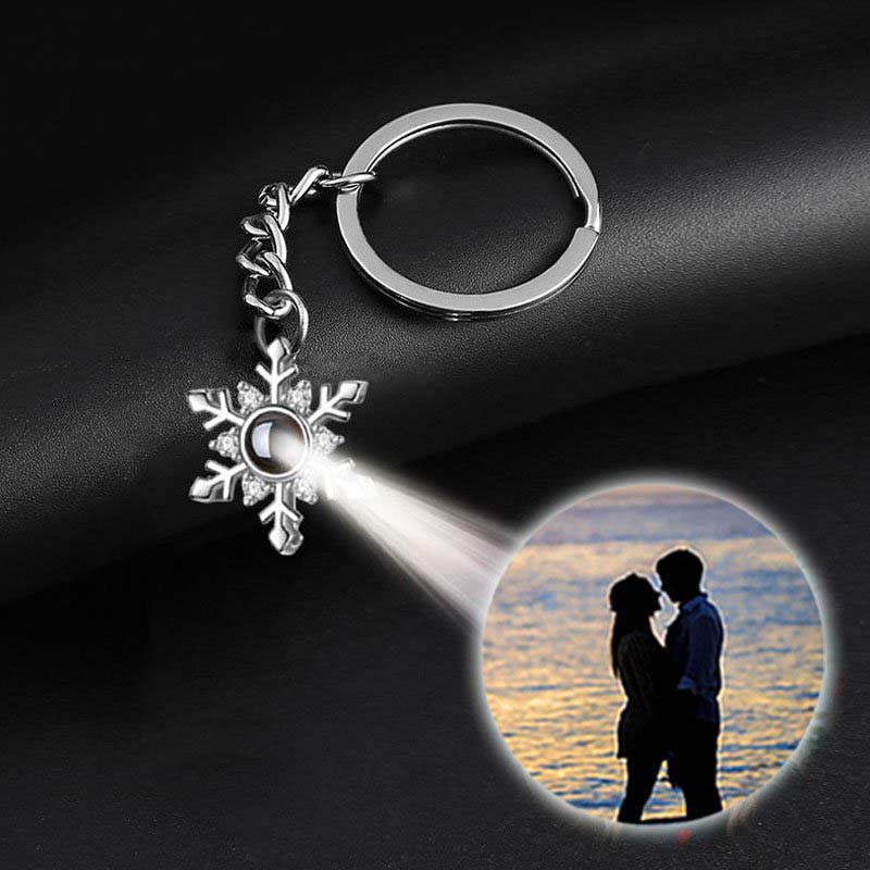 Personalisierte Foto Projektion Schlüsselanhänger-Weihnachten Schneeflocken