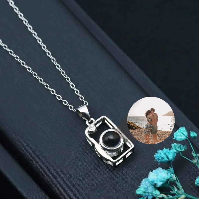Sterling Silver Personalized Photo Projection Necklace To Family-Camera Necklace
