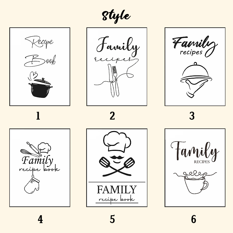 Personalized Recipe Book Simple And Elegant Kitchen Supplies Cover Design Gift for Family