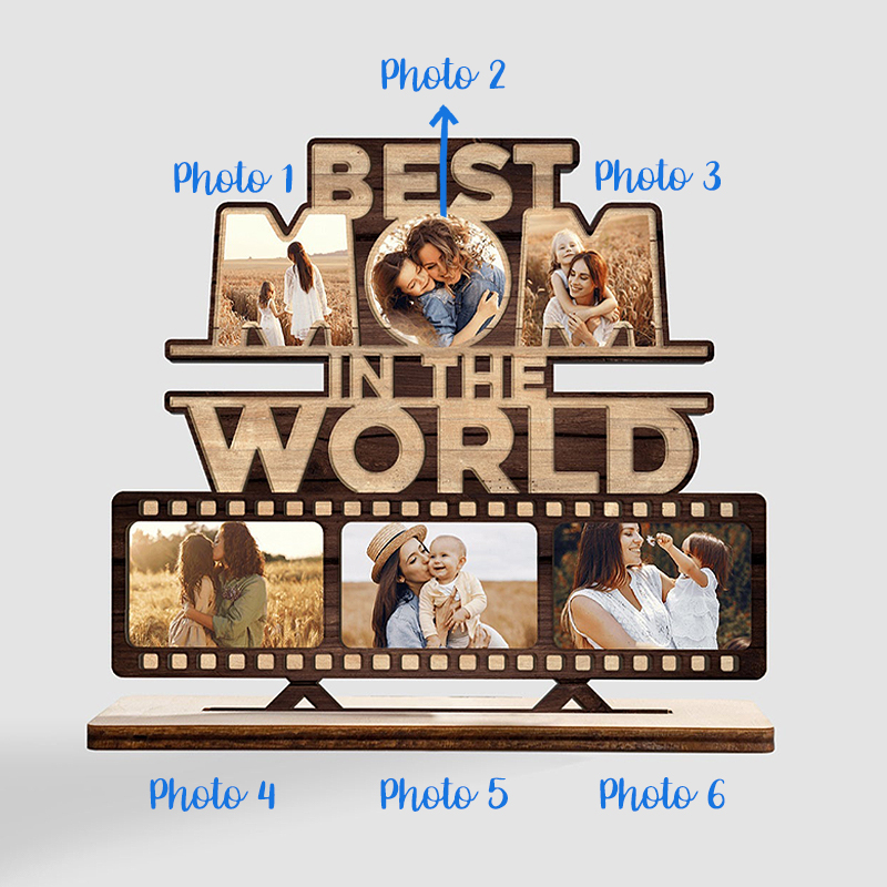 Personalized Picture Frame Best Mom In The World with Film Design Creative Gift for Mother's Day