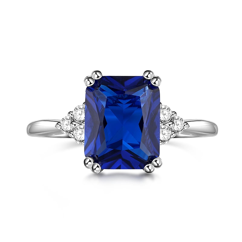 Jeulia Classic Emerald Cut Sterling Silver Engagement Ring