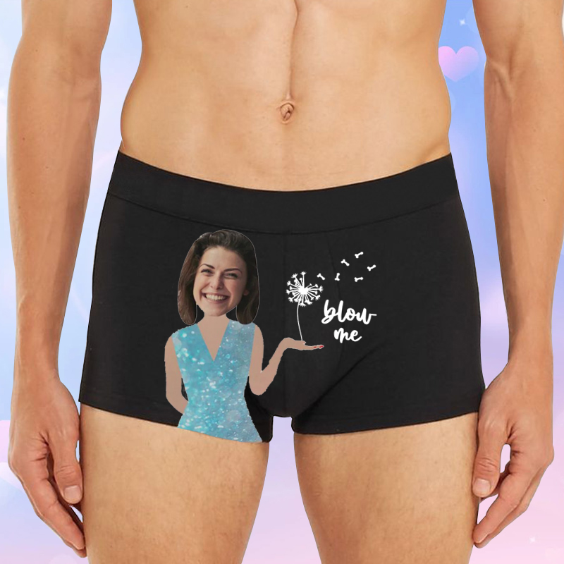 Calzoncillos tipo bóxer para hombre con foto personalizada y estampado de diente de león. Un regalo interesante para él