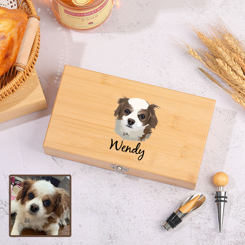 Abridor de botellas personalizado con foto de mascota, diseño de acuarela, herramienta para vino, regalo para amantes de las mascotas.