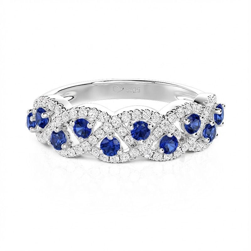 Jeulia Custom Twisted Woven Ring with Birthstone Sterling Silver