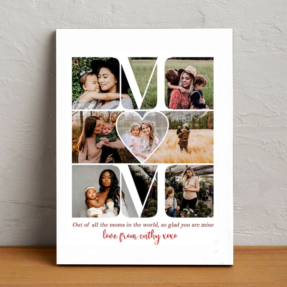 Personalized Picture Canvas Wall Art with Custom Text Creative Present for Mom