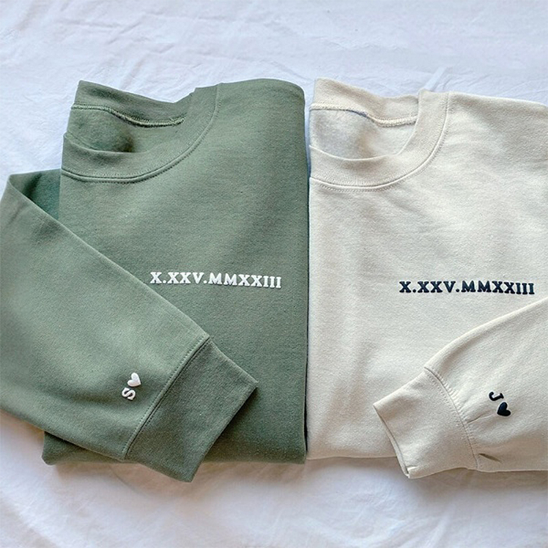 Personalized Sweatshirt Customized  3D Date Warm Gift For Anniversary