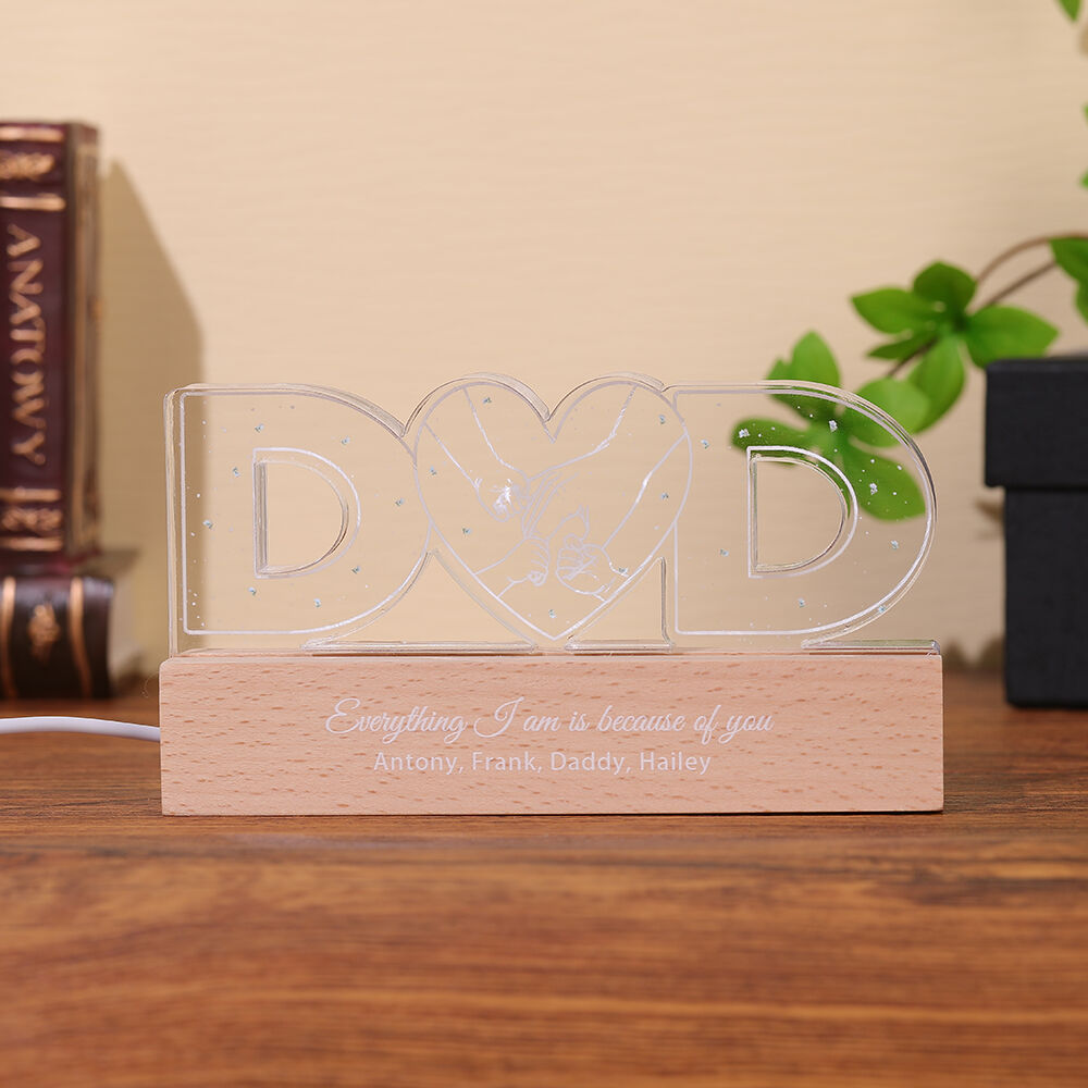 Spersonalizowana lampka nocna z wzorem pięści Kreatywny prezent dla taty