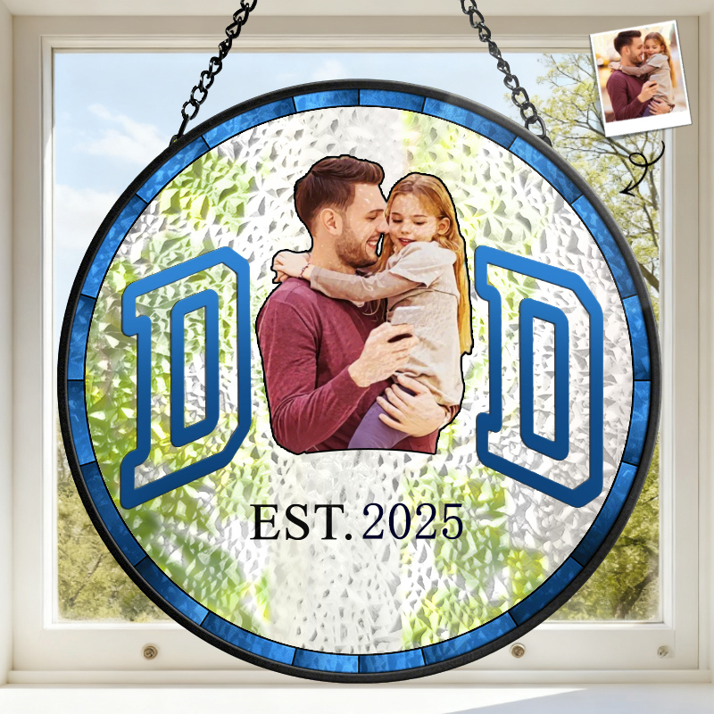 Personalized Stained Glass Window Hanging Suncatcher Photo Portrait for Parents