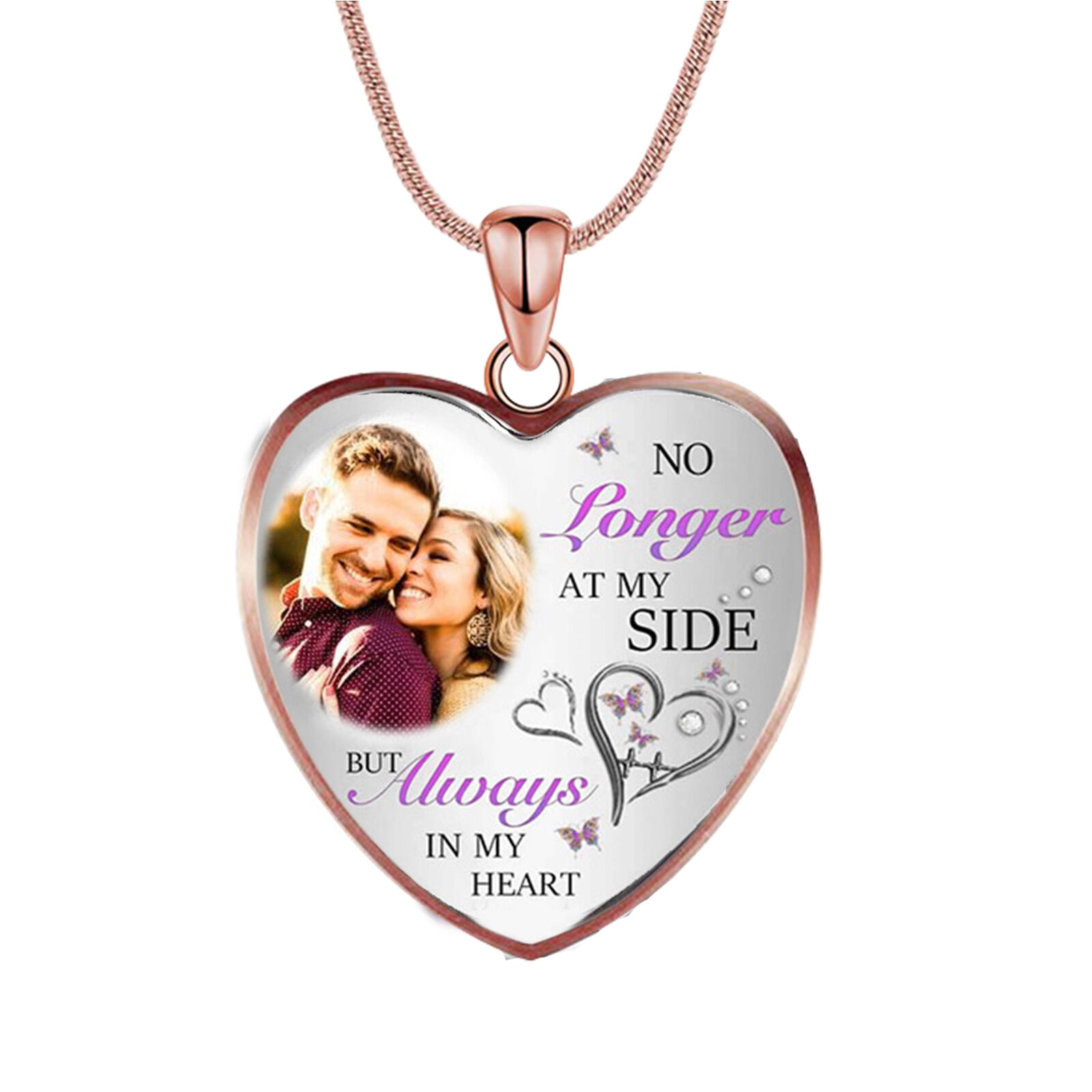 "No Longer At My Side But Always in my Heart" Custom Photo Necklace