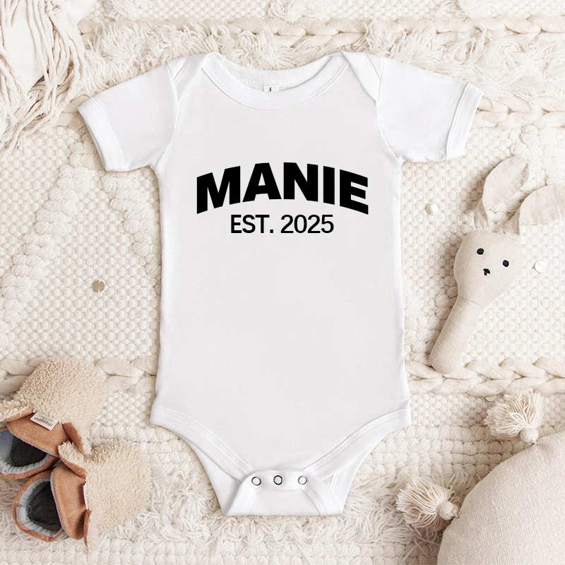 Onesie personalizzate per neonati con nome e data di scadenza dal design semplice Regalo perfetto per la festa del bebè per la famiglia