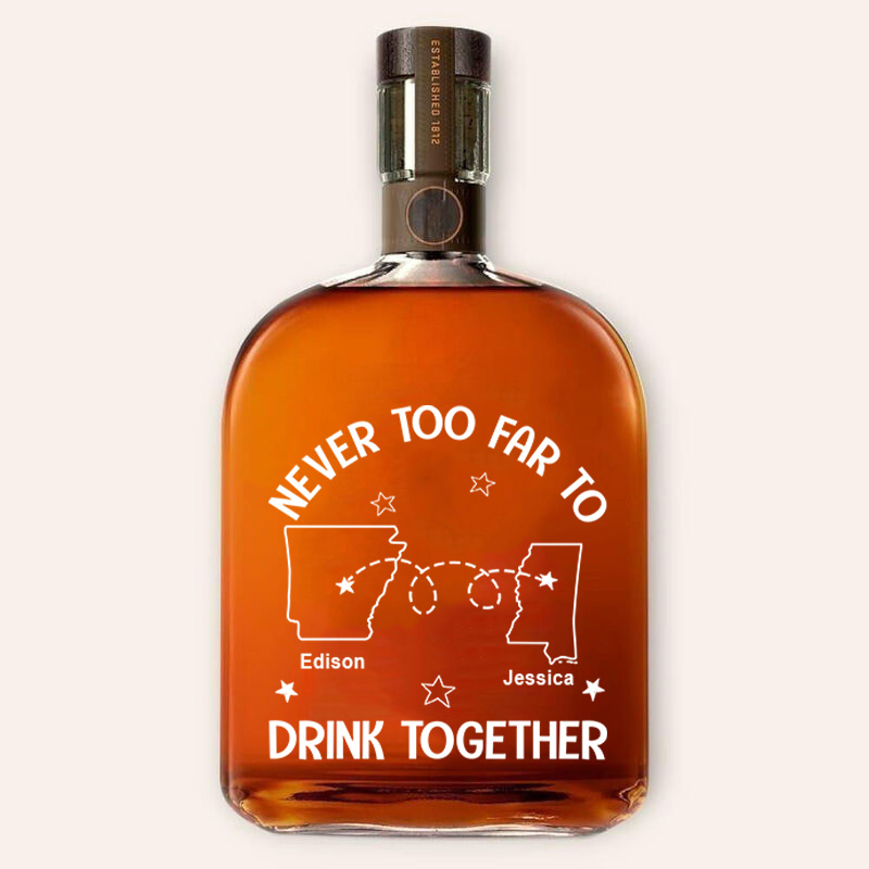 Personalized Name Whiskey Bottle with Country Outline Pattern Best Gift for Friends