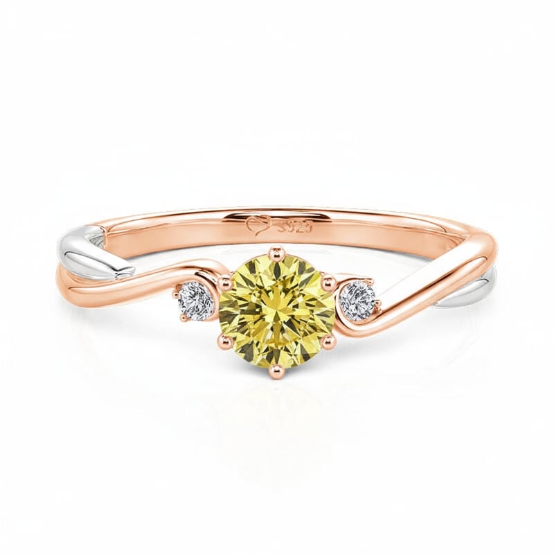 Jeulia Two Tone Three Stone Custom Birthstone Twist Ring