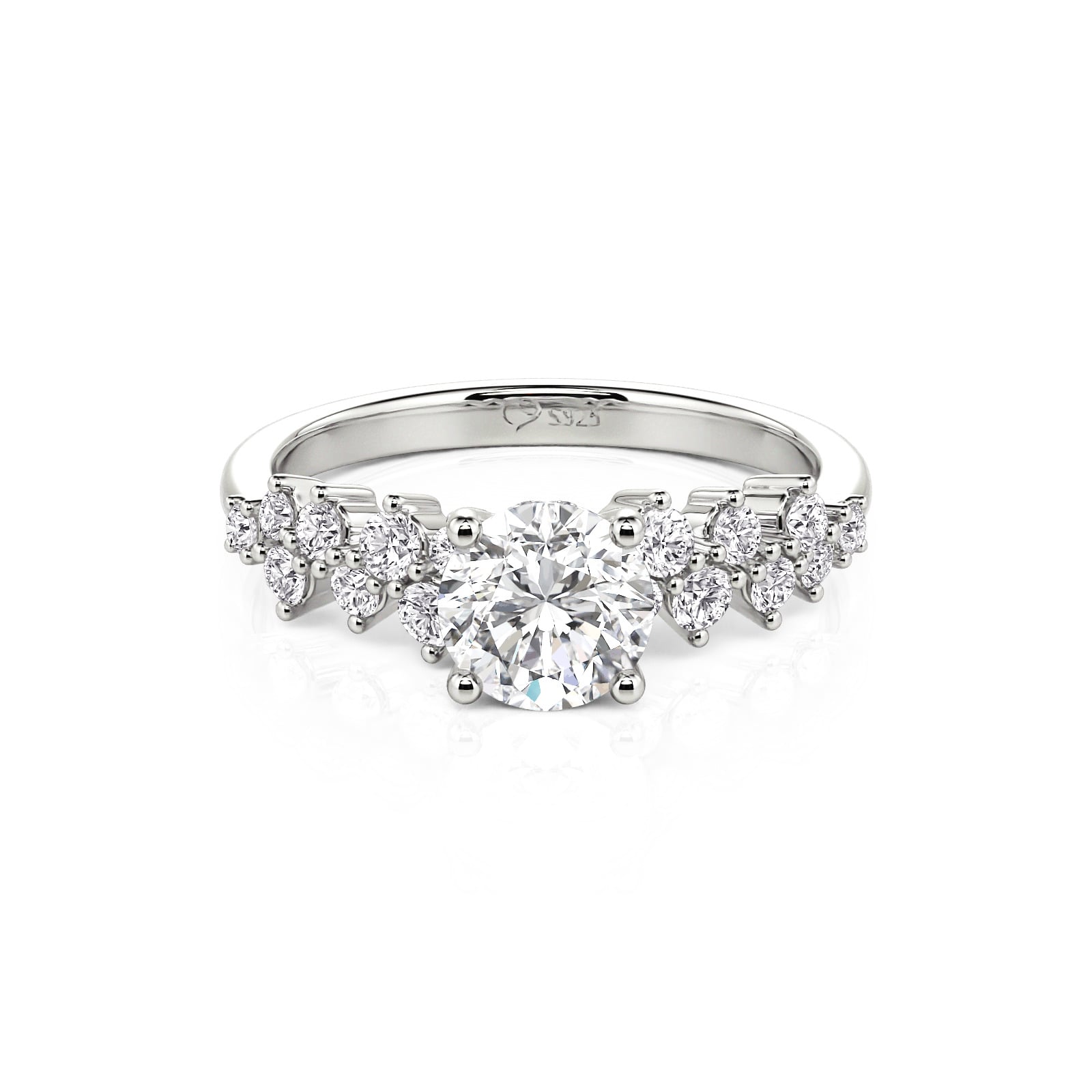 Jeulia Star Trail Round Cut Engagement Ring Sterling Silver