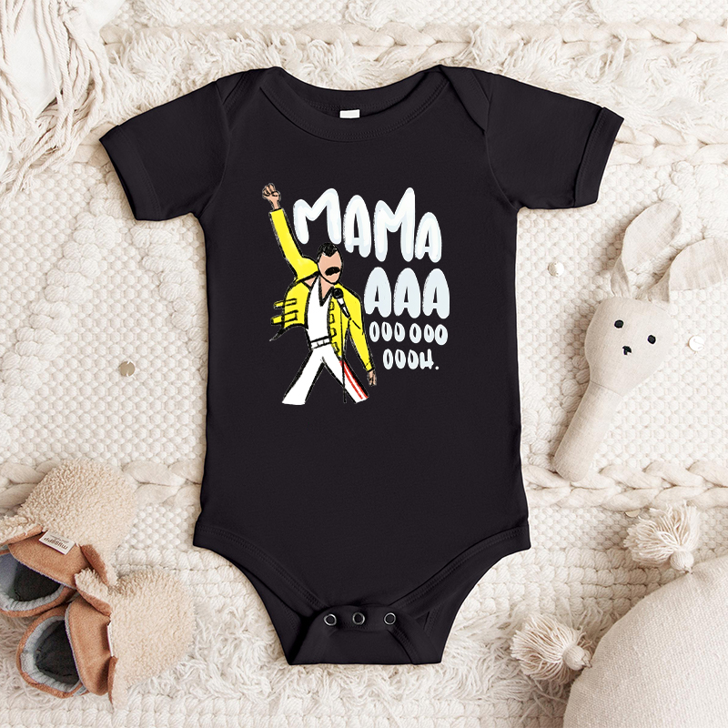 Personalized Baby Onesie Mama Oooh Queen Fans Rock Star Pattern Design Attractive Baby Shower Gift