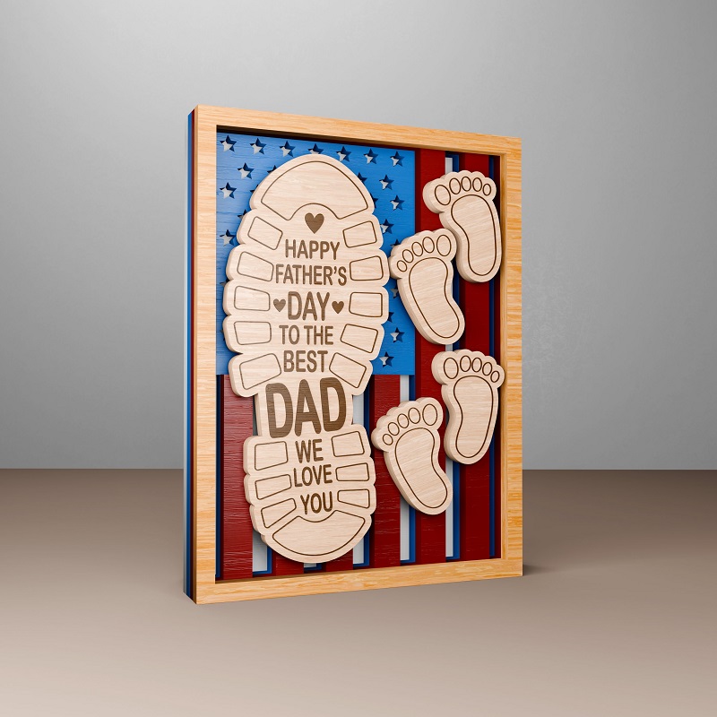 Personalized Frame To The Best Dad We Love You Custom Kids Footprints Design Creative Father's Day Gift