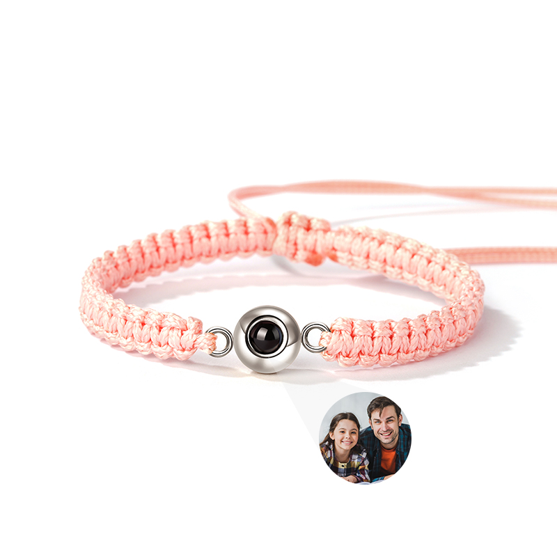 Personalized Braided Pink Rope Photo Projection Bracelet Sweet Cool Gift