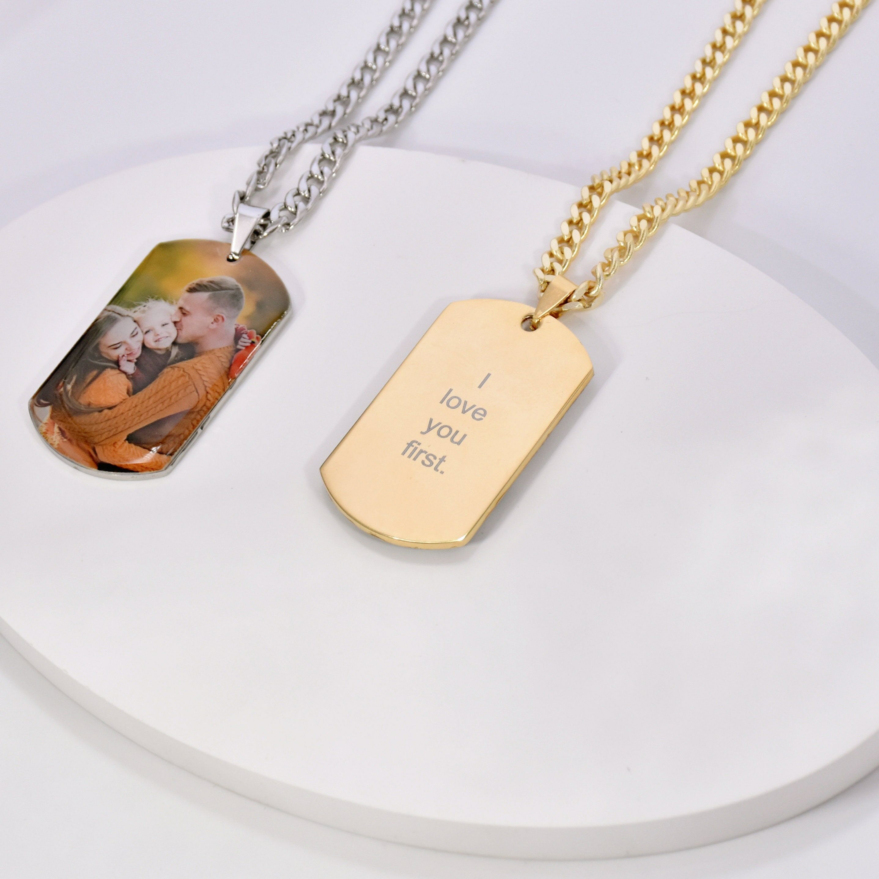 Personalized Dog Tag Necklace Customized Photo Warm Gift for Dad