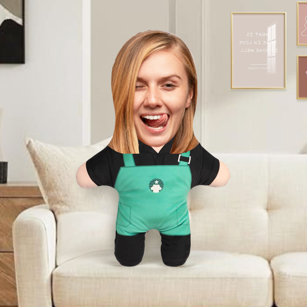 Oreiller personnalisé Serveur de café Poupée de fantaisie Cadeau pour ami