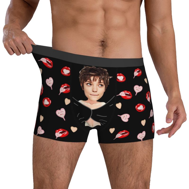 Boxer intimo da uomo con immagine personalizzata con motivo a cuore, regalo ideale per il marito