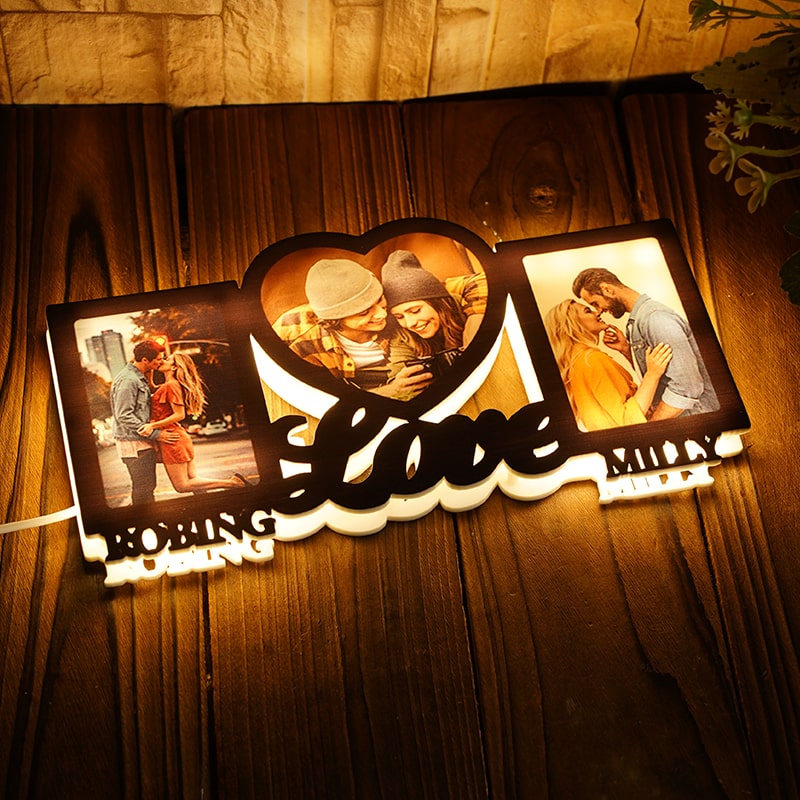 Personalized Picture Night Light with Custom Name Sweet Gift for Couples
