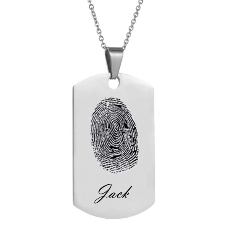 指紋 名入れ プレート ネックレス オーダーメイド