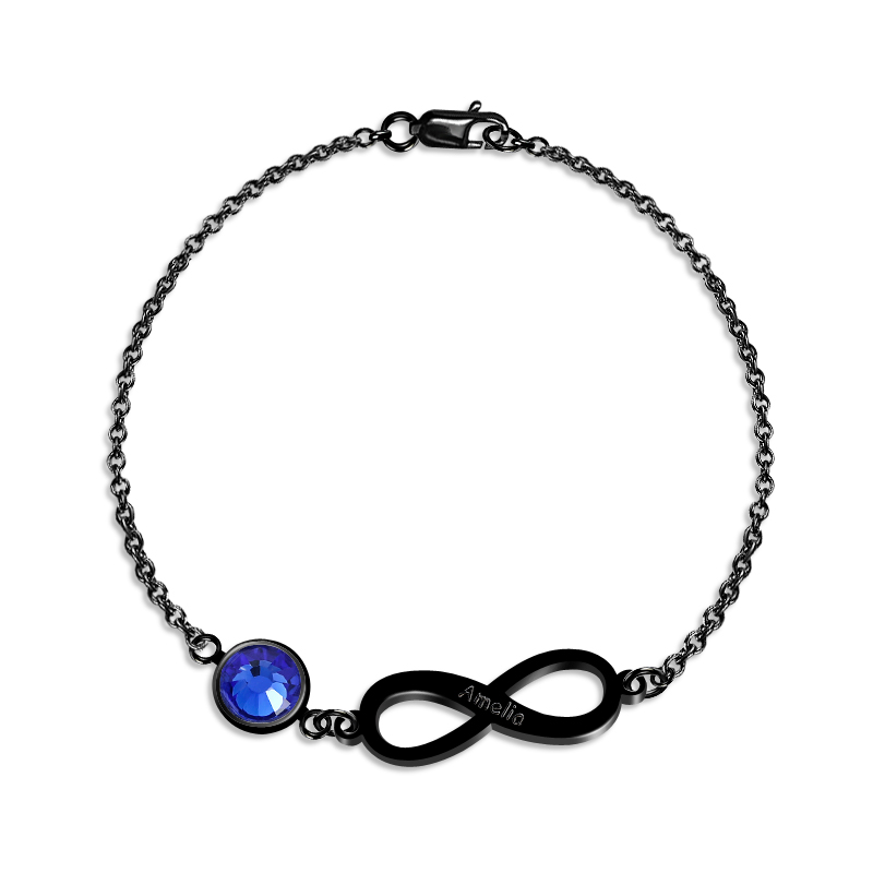インフィニティ 誕生石 刻印 ブレスレット オーダーメイド